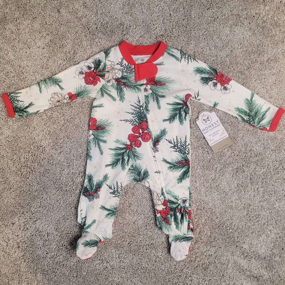 BRAND NEW! Honest Baby 100% Organic Cotton Footed Pajamas- Size Newborn